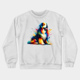 Vibrant Hovawart in Colorful Paint Splash Art Crewneck Sweatshirt